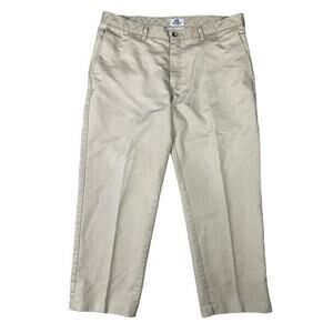 Lee Men's‎ Relaxed Fit Khaki Pants Beige Size 36 Pleated Front Short 27 Inseam